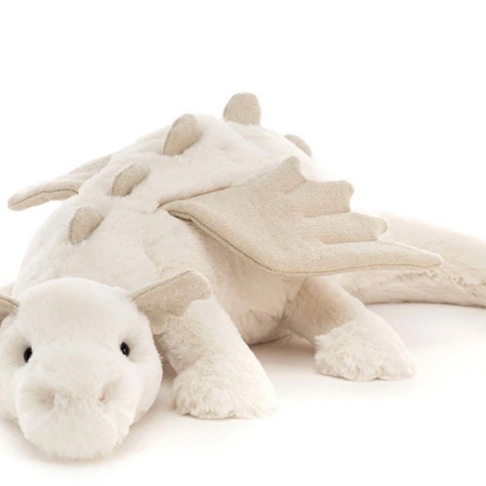 Jellycat Cream Plush Dragon with Beige Accents